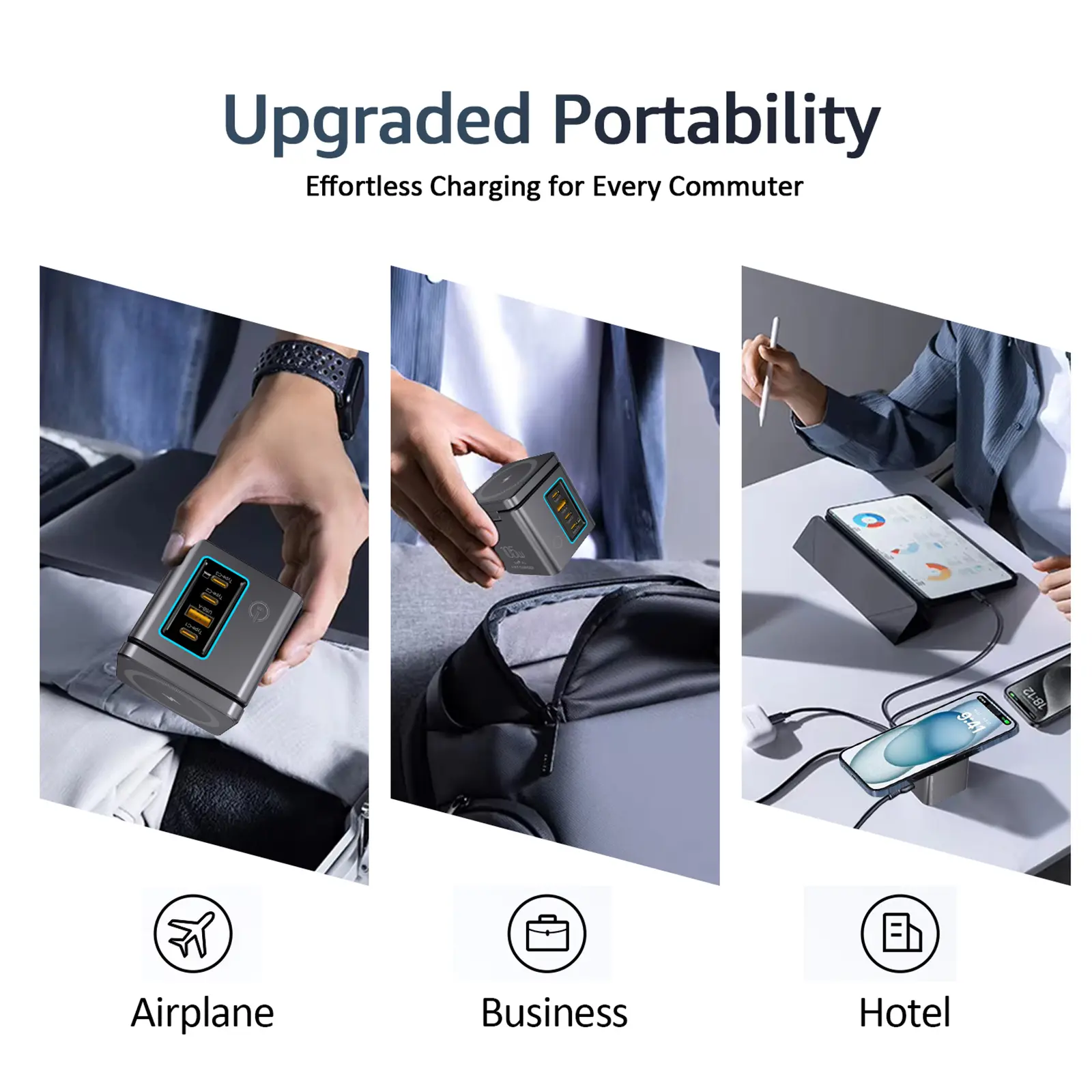GaN 105W Magnetic Wireless Charger Stand 15W Fast Wireless Charging Desktop Dock Station For iPhone16 15 14 13 Airpod