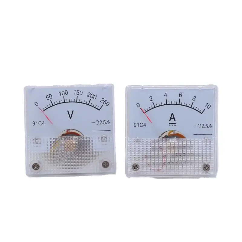 91C4 DC ammeter pointer milliammeter 50mA500mA1A2A50A/75mV shape 45 * 45mm.