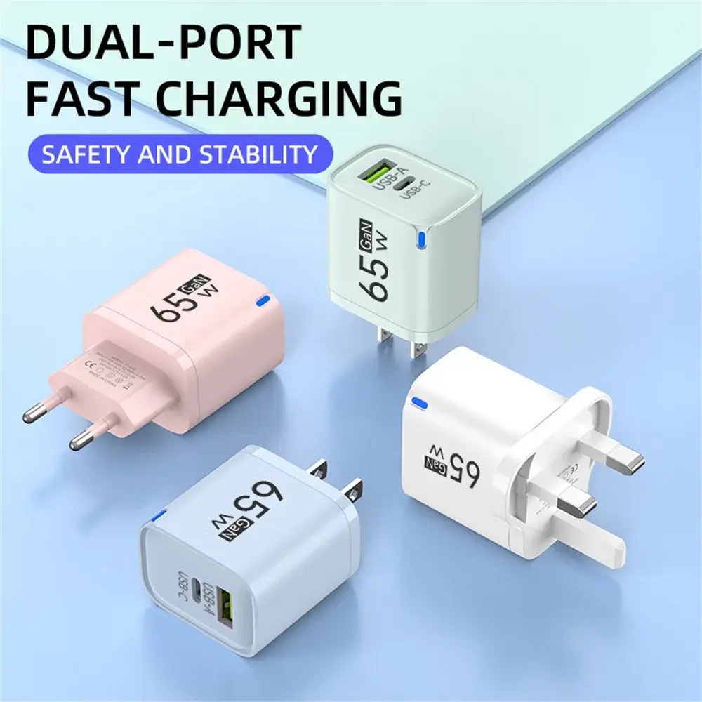 GaN Charger 65W USB C Quick Charge PD Type C QC 3.0 Fast Charging for iPhone 16 Pro Max Xiaomi Huawei Mobile Phone Wall Adapter