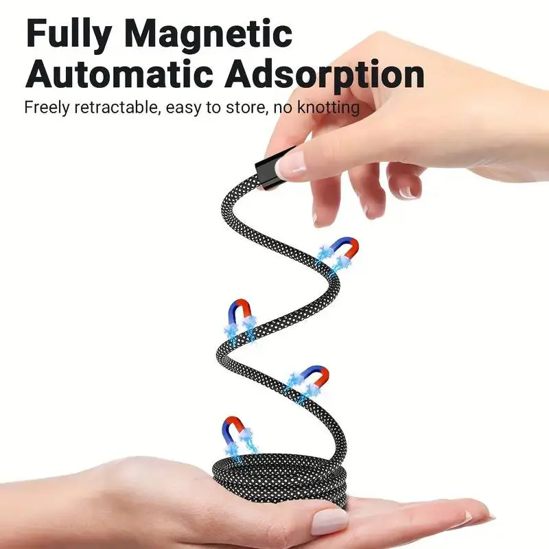 PD 100W Magnetic Suction Anti Winding Type C to C Cable Fast Charge Cord Wire For Samsung S24 S23 Huawei Xiaomi iPhone 16 15 14