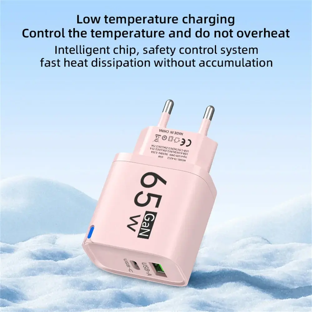 GaN Charger 65W USB C Quick Charge PD Type C QC 3.0 Fast Charging for iPhone 16 Pro Max Xiaomi Huawei Mobile Phone Wall Adapter