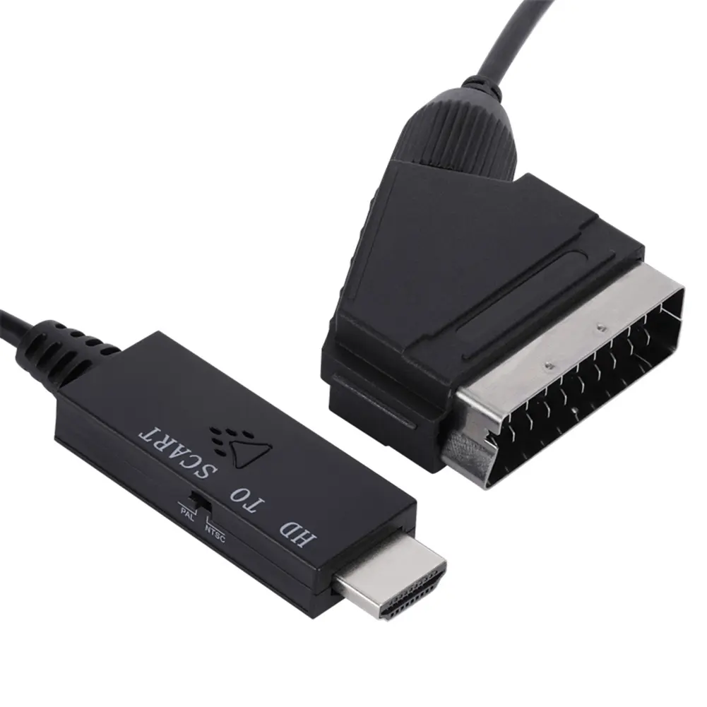 HD 1080p HDMI-Compatible to Scart Converter Scart to HDMI-Compatible Input Output Audio Video Cable Adapter for HDTV/DVD