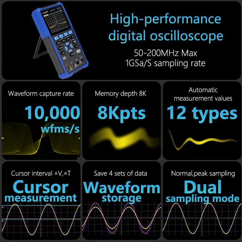 OWON HSA2320 HSA2105 Handheld Spectrum Analyzer, 1.5G/3G Oscilloscope, 50 - 200M Bandwidth Diaital Multimeter, three - in - one