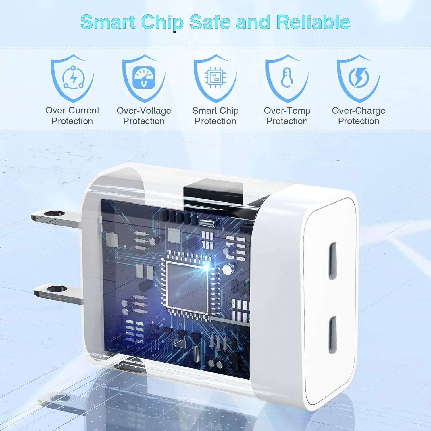 20W Dual Port USB C+C PD Fast Charging Block Wall Plug Adapter with 100cm Cable for iPhone 16 15 14 13 12 Pro/Max,iPad,AirPods