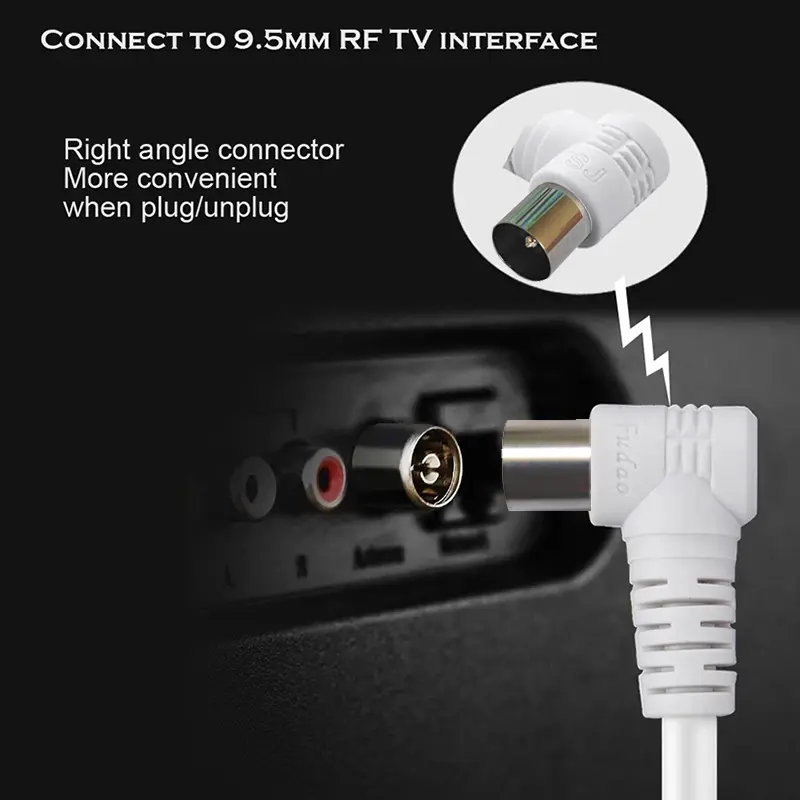 5M 3M 1.5M RF RG6 Quad Shield CL2 Coaxial Antenna Satellite Cable with TV 90 Degree Right Angel Male to Straight Male Connector