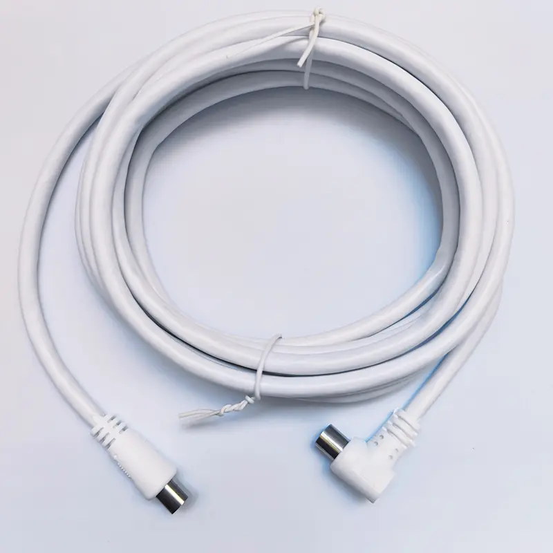 5M 3M 1.5M RF RG6 Quad Shield CL2 Coaxial Antenna Satellite Cable with TV 90 Degree Right Angel Male to Straight Male Connector