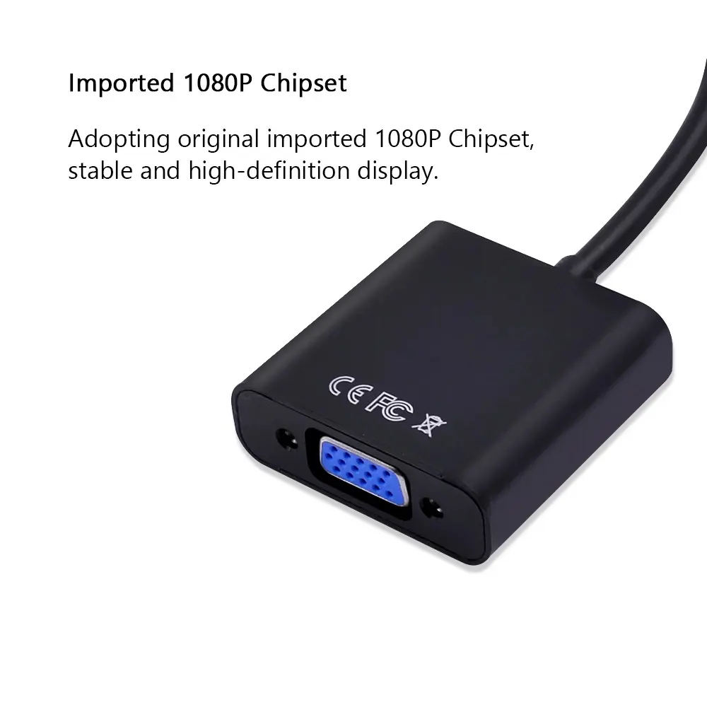 Male Micro HDMI to Female VGA Adapter Active Micro HDMI to VGA Video cable Converter for Laptop Projector HDTV