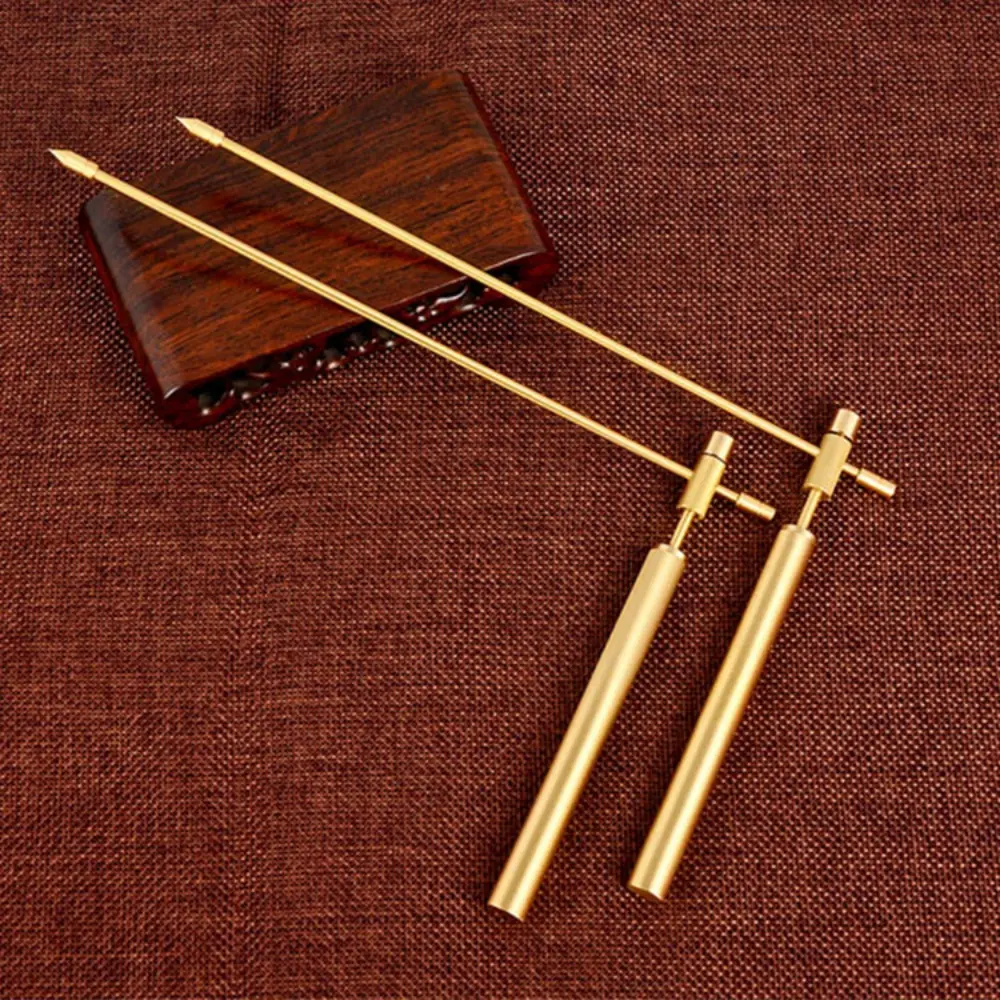 2Pcs/Set Copper Dragon Seeking Dowsing Rods Outdoor Energy Water Witching Adjustable Detector Measuring Rods Detachable Tools