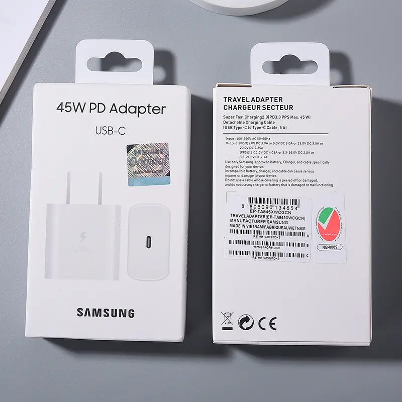 SAMSUNG PD 45W Super Fast Charging Original US Wall Charger For Galaxy S24 S23 S22 Ultra Note 10 Plus 20 Ultra Z Flip 6 5 4 3 2