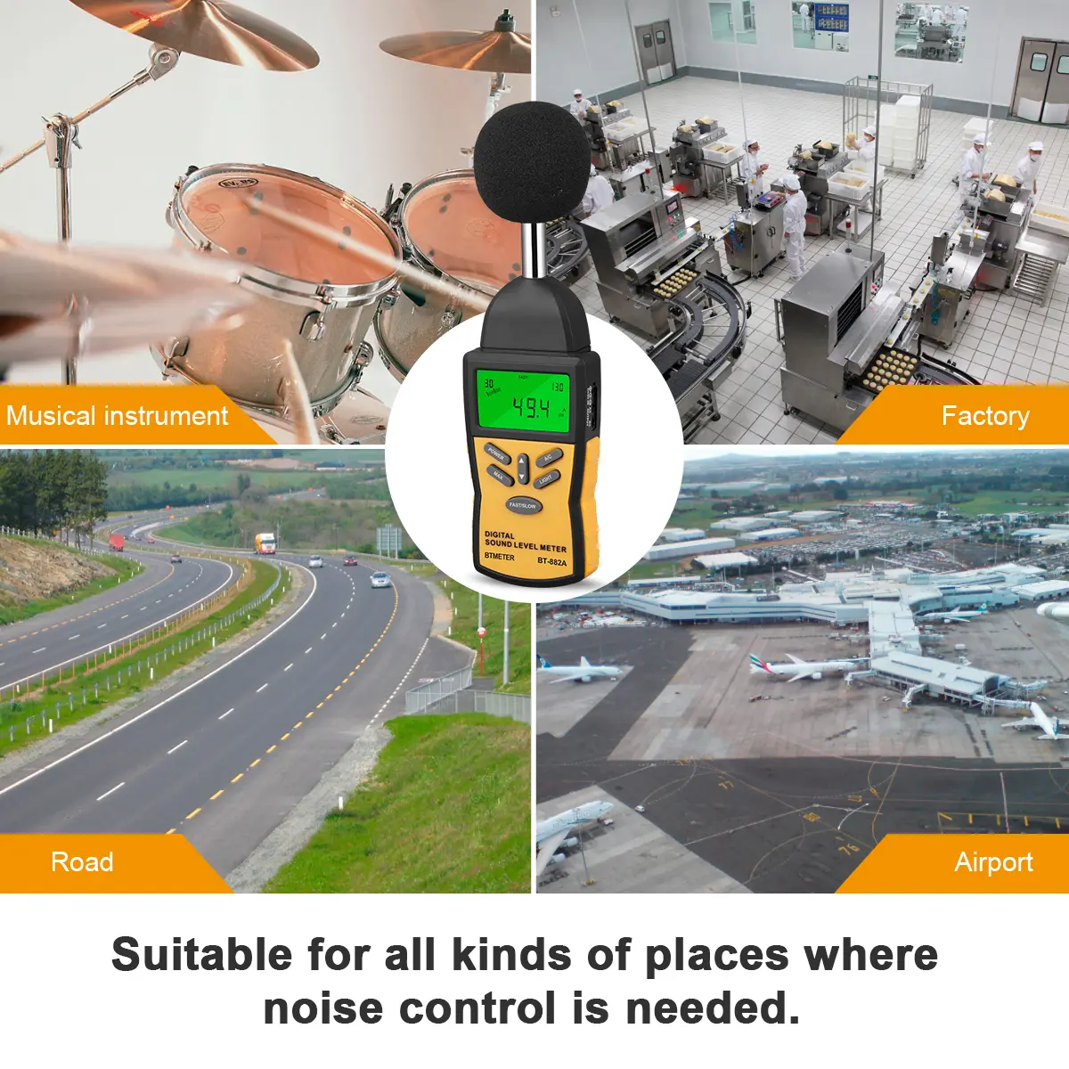 Noise meter,Digital sound level meter,Instantaneous sound pressure,LCD Display,Safety Engineers,Health,Industrial Safety offices