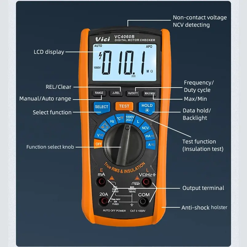 Insulation resistance multimeter two-in-one,NCV measurement,New energy auto repair multimeter,high-precision,VICI,6000 counts