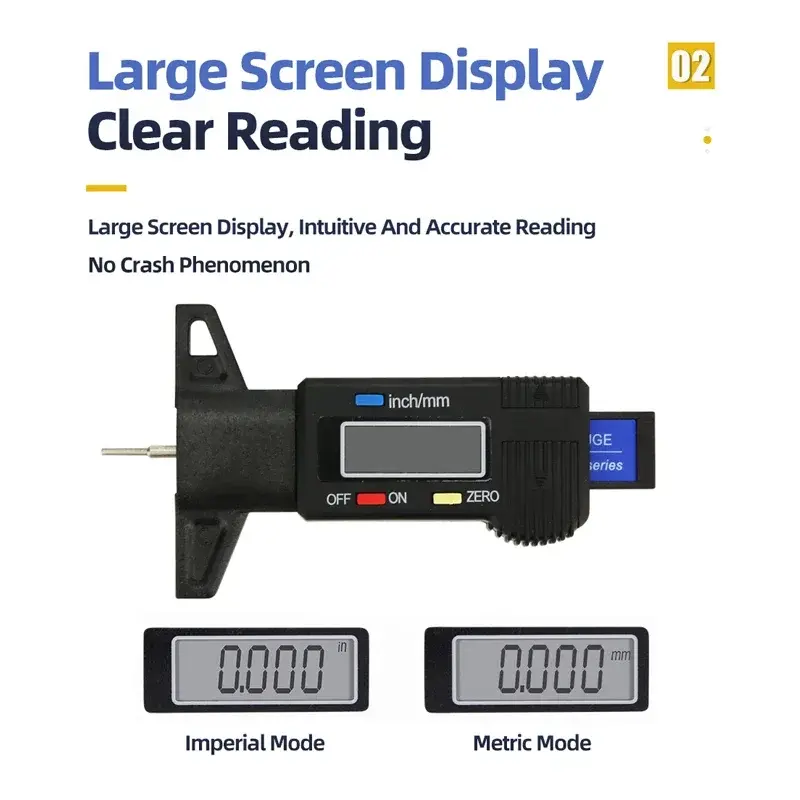 Digital Tread Depth Gauge For Car Tyre Tire Meter Thickness Gauges Automobile Tire Wear Detection Measuring Tool Depth Caliper