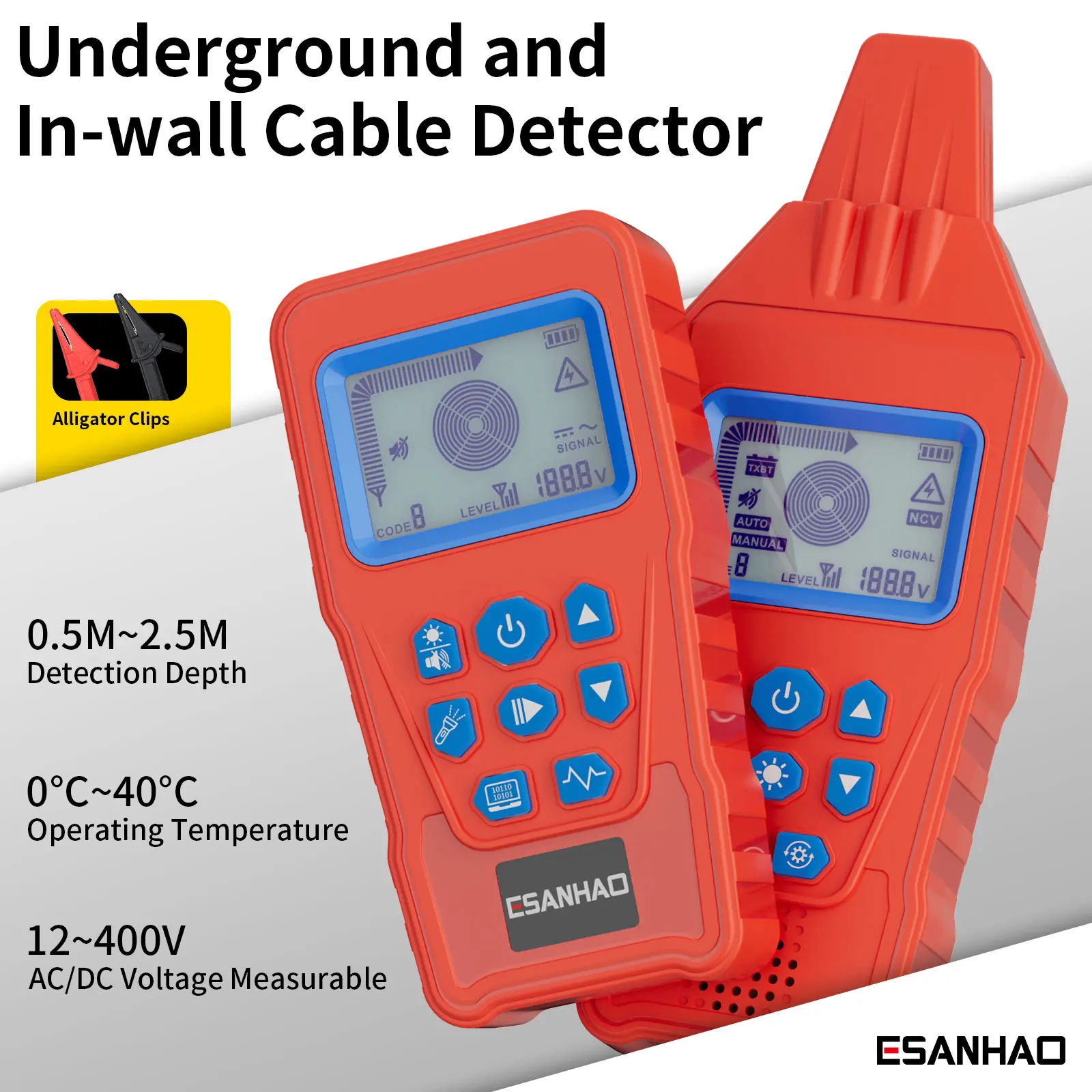MAOTEWANG Underground Cable Tester Anti Interference Cable Tracker High&Low Voltage Cable Locator Underground Pipe Detector