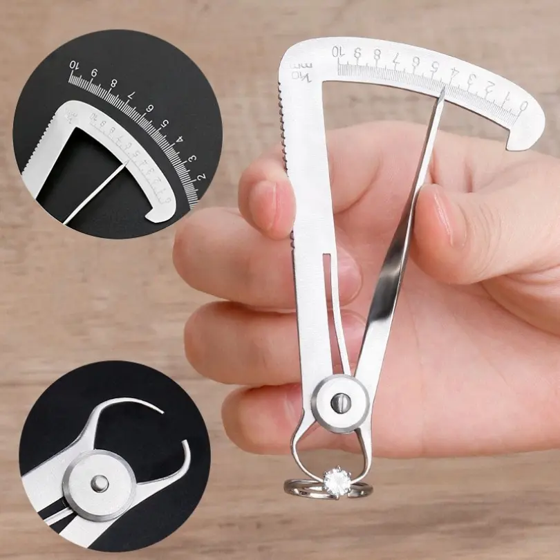 0-10mm Stainless Steel Inside Calipers Degree Gauge Precision Diamonds Jewelry Mmeasuring Tool