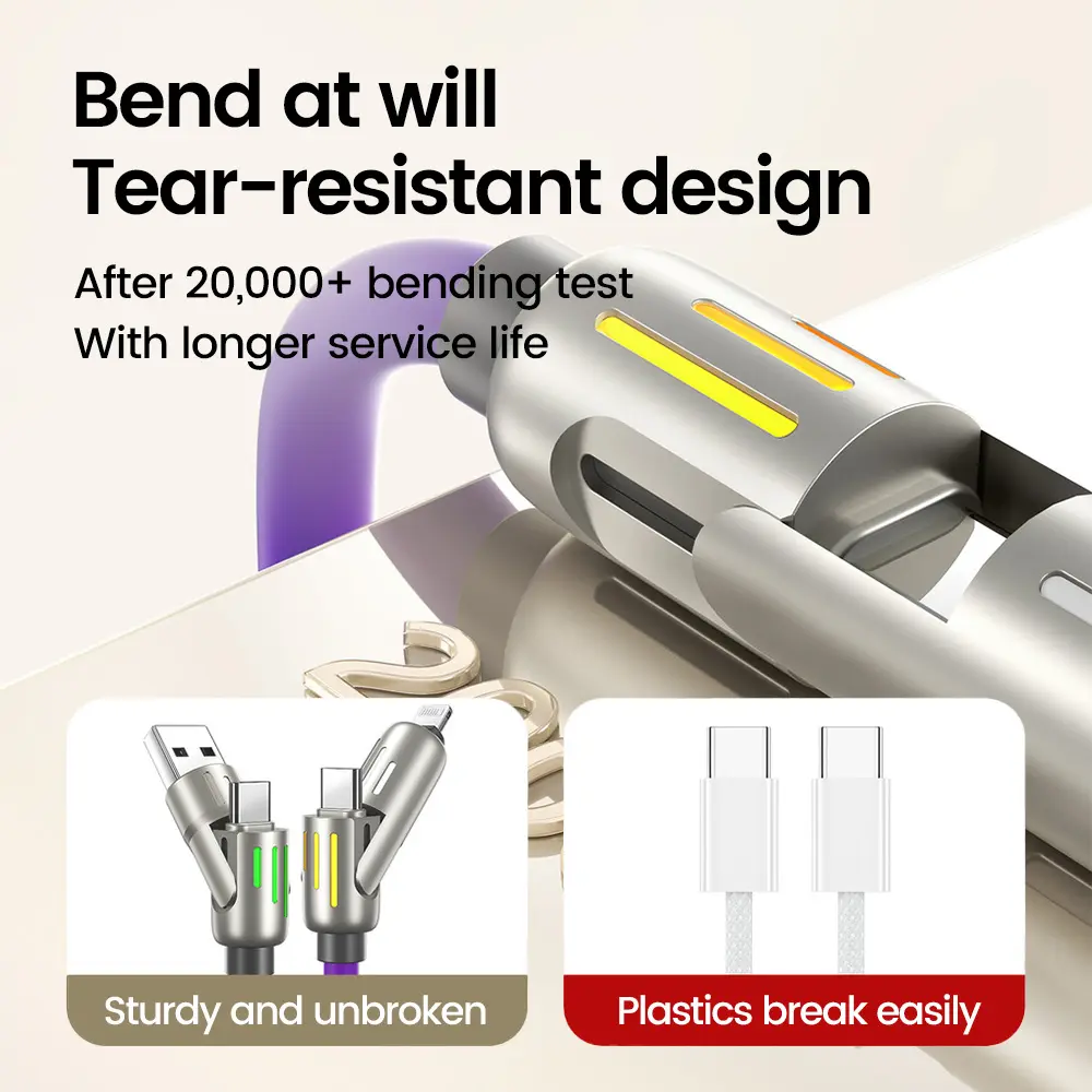 240W 4 IN 1Multifunctional Fast Charging Cable USB A USB C to TypeC Lighting  For Iphone 16 15 14 13 Huawei Xiaomi POCO Samsung