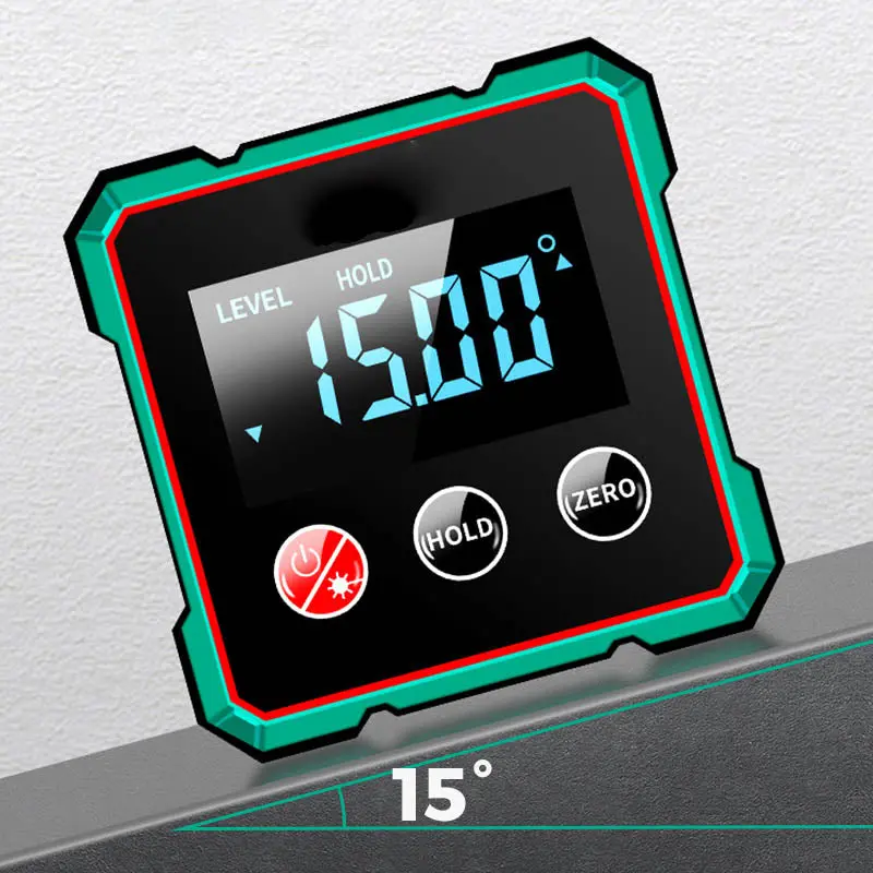 Magnetic Digital Angle Finder with Electronic Laser Gauge Protractor Inclinometer Level Magnets Level Ruler Angle Slope 0-90°