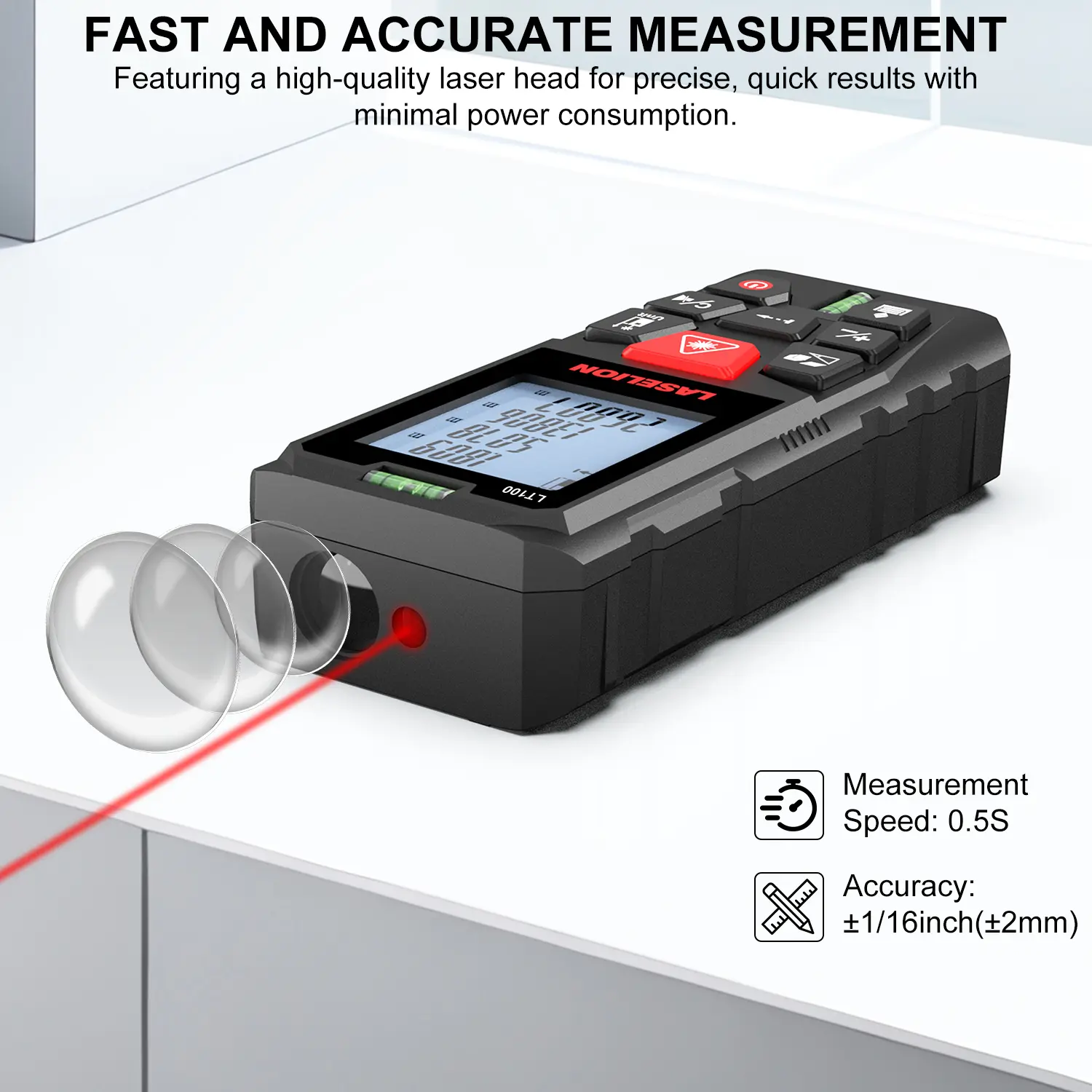 Laselion Laser Rangefinder 50M 70M 100M Mini Laser Measurement Tool Laser Tape High Accuracy Multiple Measurement Functions