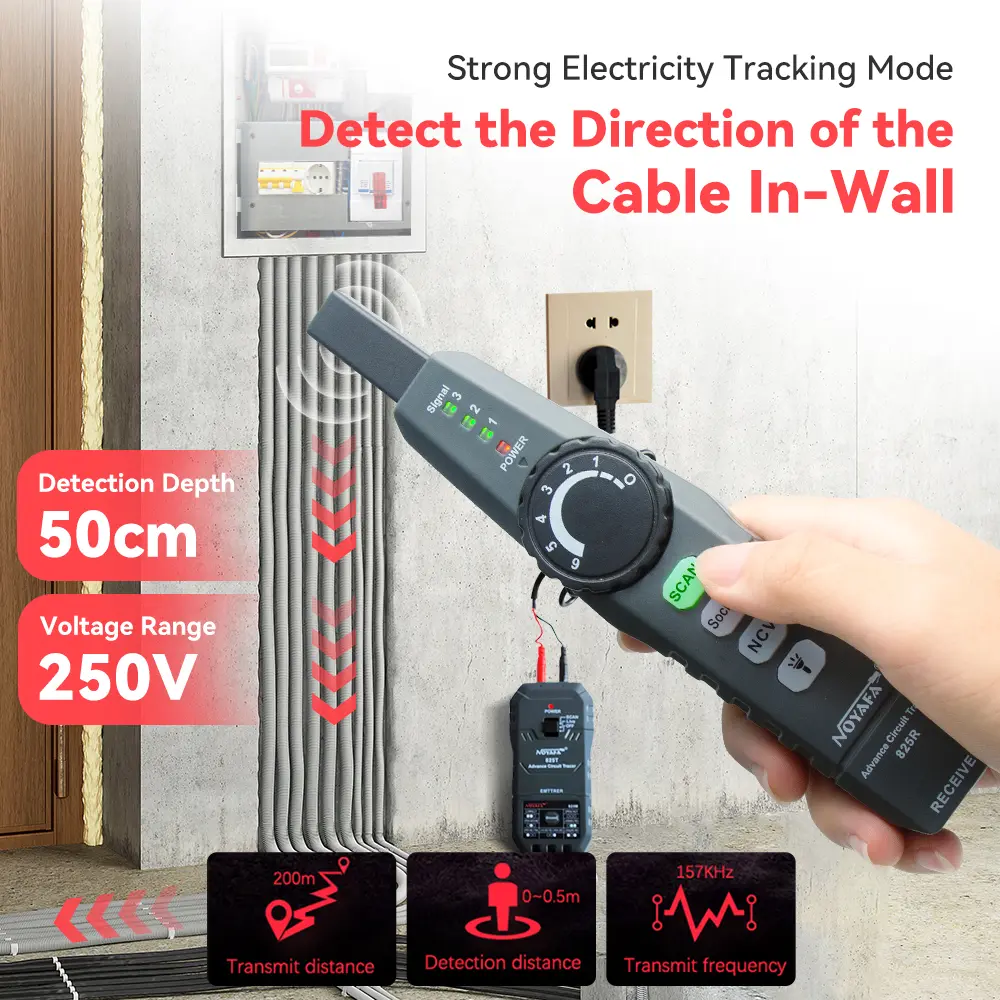 NOYAFA Network Cable Tester NF-825TMR Underground Cable Finder High & Low Voltage Cable Locator Wire Detector Cable Tracker