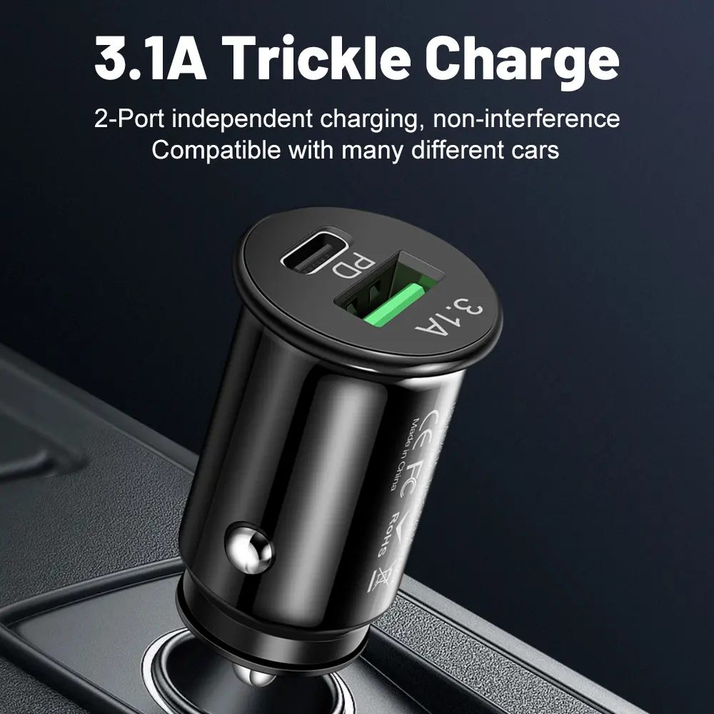 3.1A Fast Car Charger USB Type C Fast Charging Car Charger Mini Car Battery Charger For Mobile Phone iPad Auto Accessories