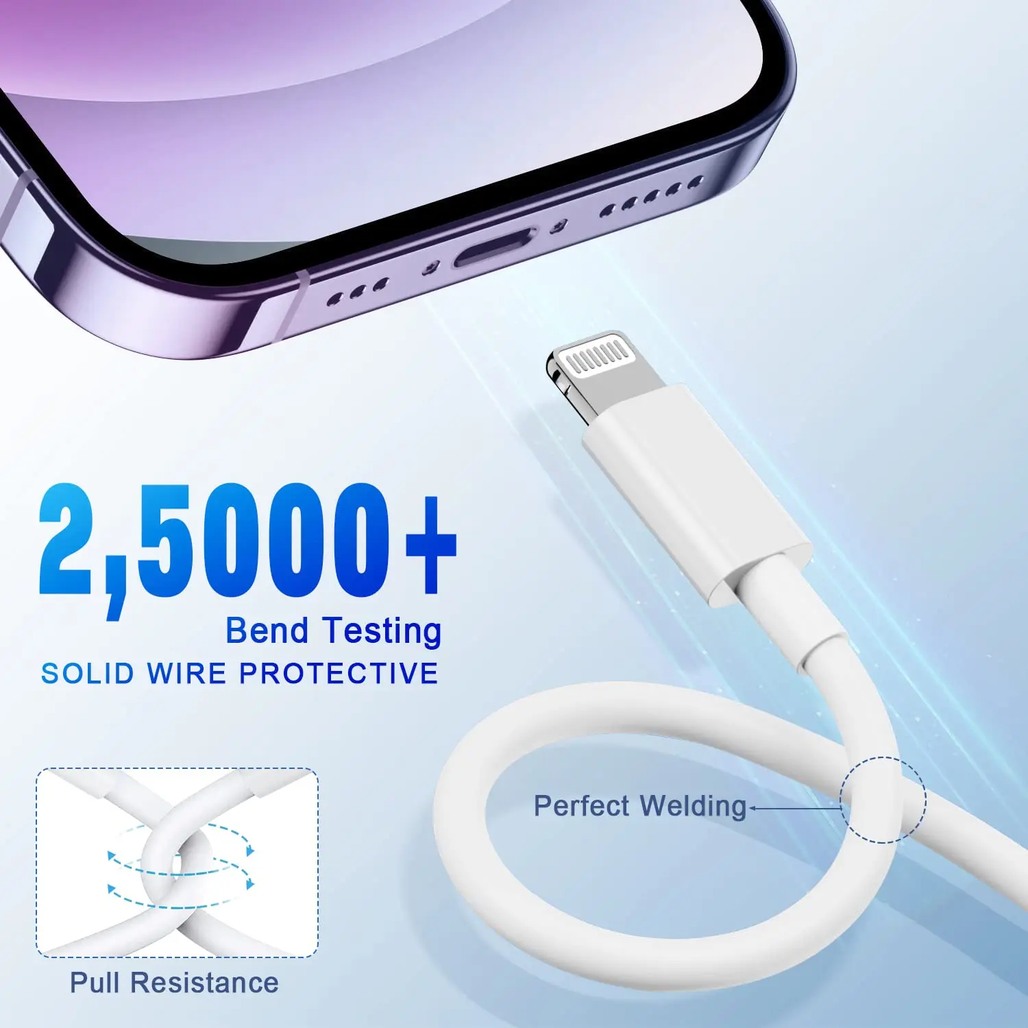 1M/3FT USB to L Charging Cable for iPhone IPad-4 Pack