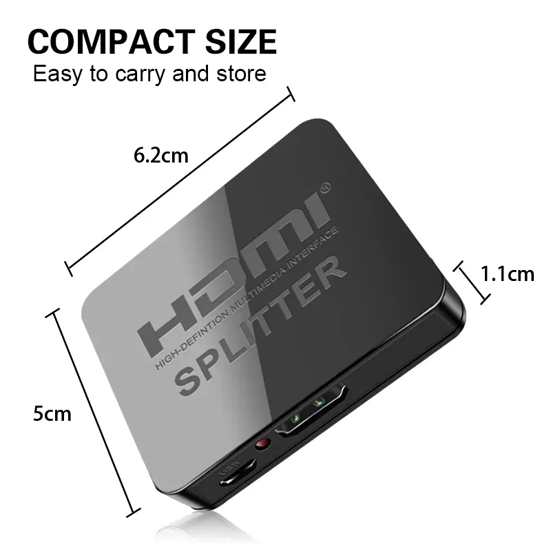 4K HDMI Splitter 1x2 HDMI Video Distributor 1 in 2 out Switch Amplifier 1080P Dual Display for PS3 PC Laptop Monitor Projector