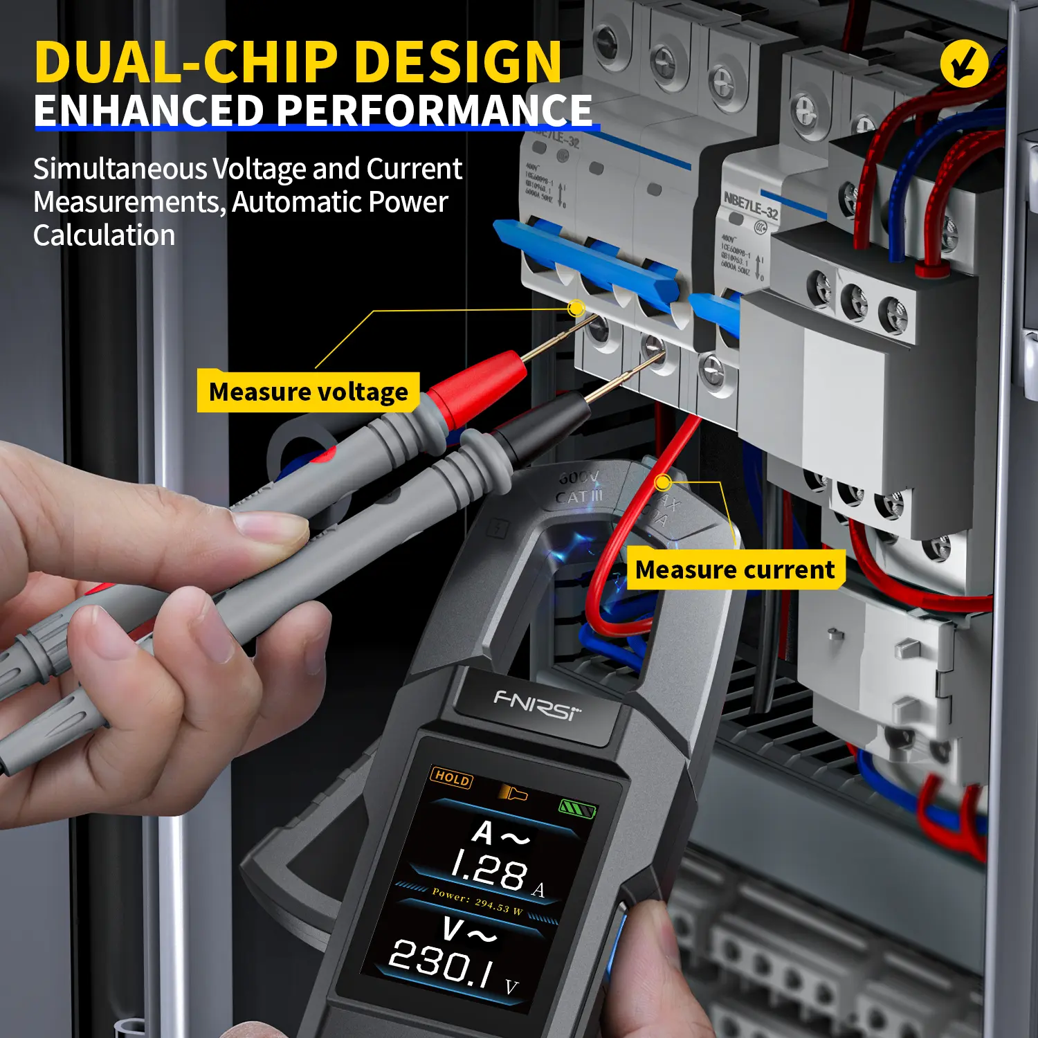 FNIRSI DMC-100 DC AC Current Clamp Meter 10000 Counts Digital Multimeter USB Charger 600A Amperimetric Clamp Electrician Tools