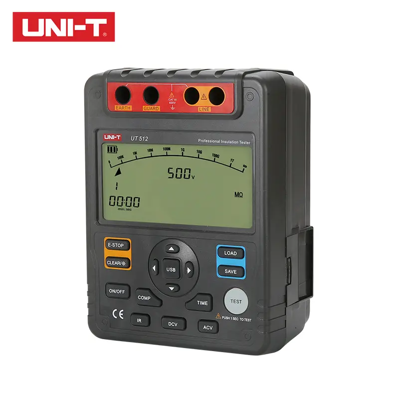 UNI-T Insulation Resistance Tester UT512 500V-2500V Earth Ground 1MΩ～100GΩ Ohm Meter AC DC Voltmeter PI DAR Measurement