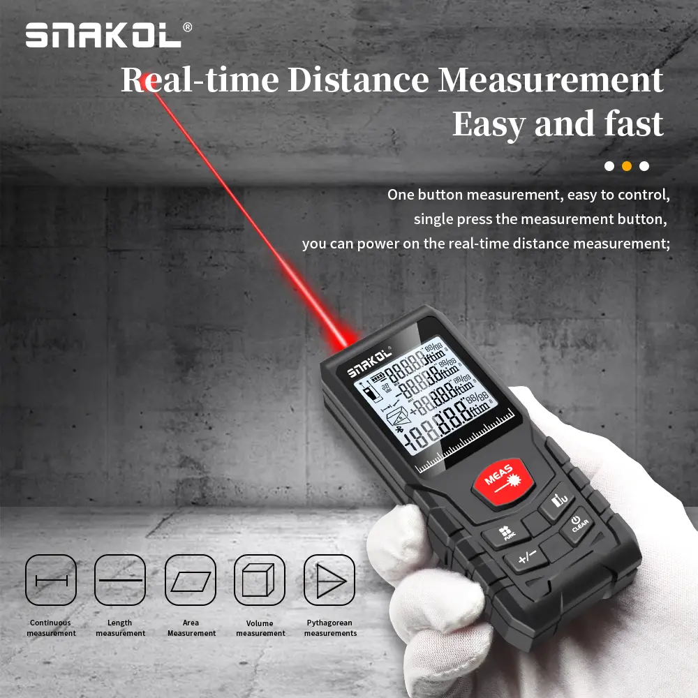 Snakol Laser Distance Meter 50m 70m 100m 120m Rangefinder Digital Range Finder Trena Roulette Ruler Distance Measuring Tape Tool