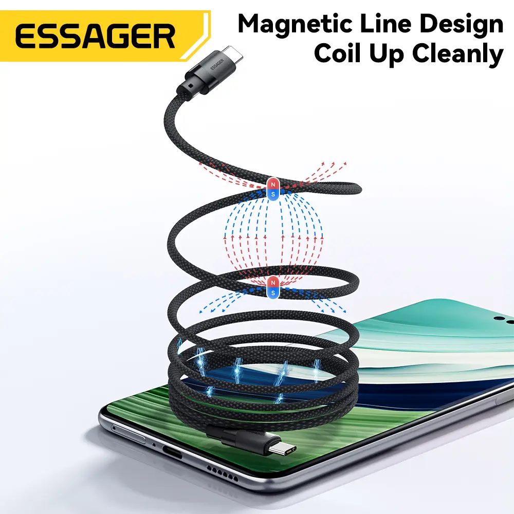 Essager USB C To C 100W Magnetic Fast Charger Cable For iPhone 15 65W Type C To C Data Charging Wire For Laptop Samsung