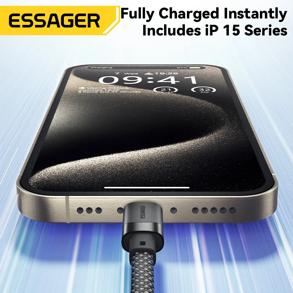 Essager USB C To C 100W Magnetic Fast Charger Cable For iPhone 15 65W Type C To C Data Charging Wire For Laptop Samsung