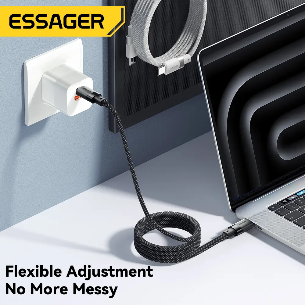 Essager USB C To C 100W Magnetic Fast Charger Cable For iPhone 15 65W Type C To C Data Charging Wire For Laptop Samsung
