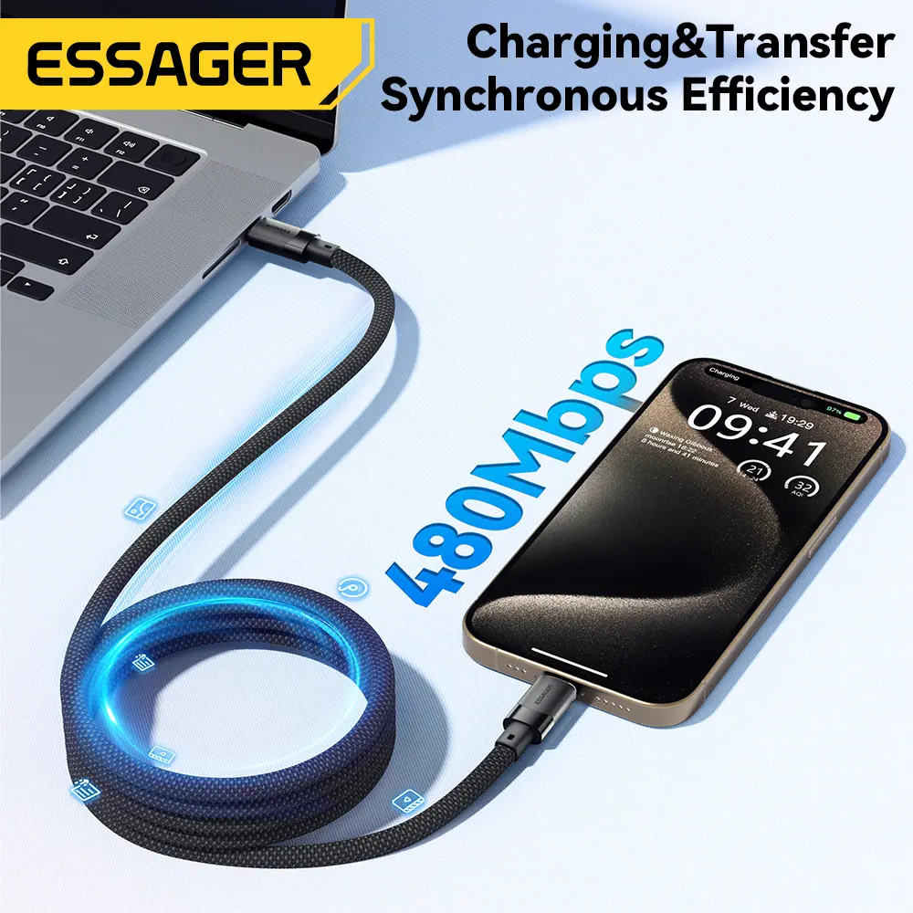 Essager USB C To C 100W Magnetic Fast Charger Cable For iPhone 15 65W Type C To C Data Charging Wire For Laptop Samsung