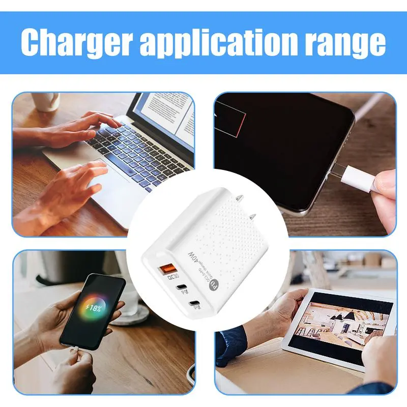 40W USB C Charging Station USB C Charging Block Fast Charging USB C Charger 65W USB C Charger Plug For Wireless Earphone Laptop