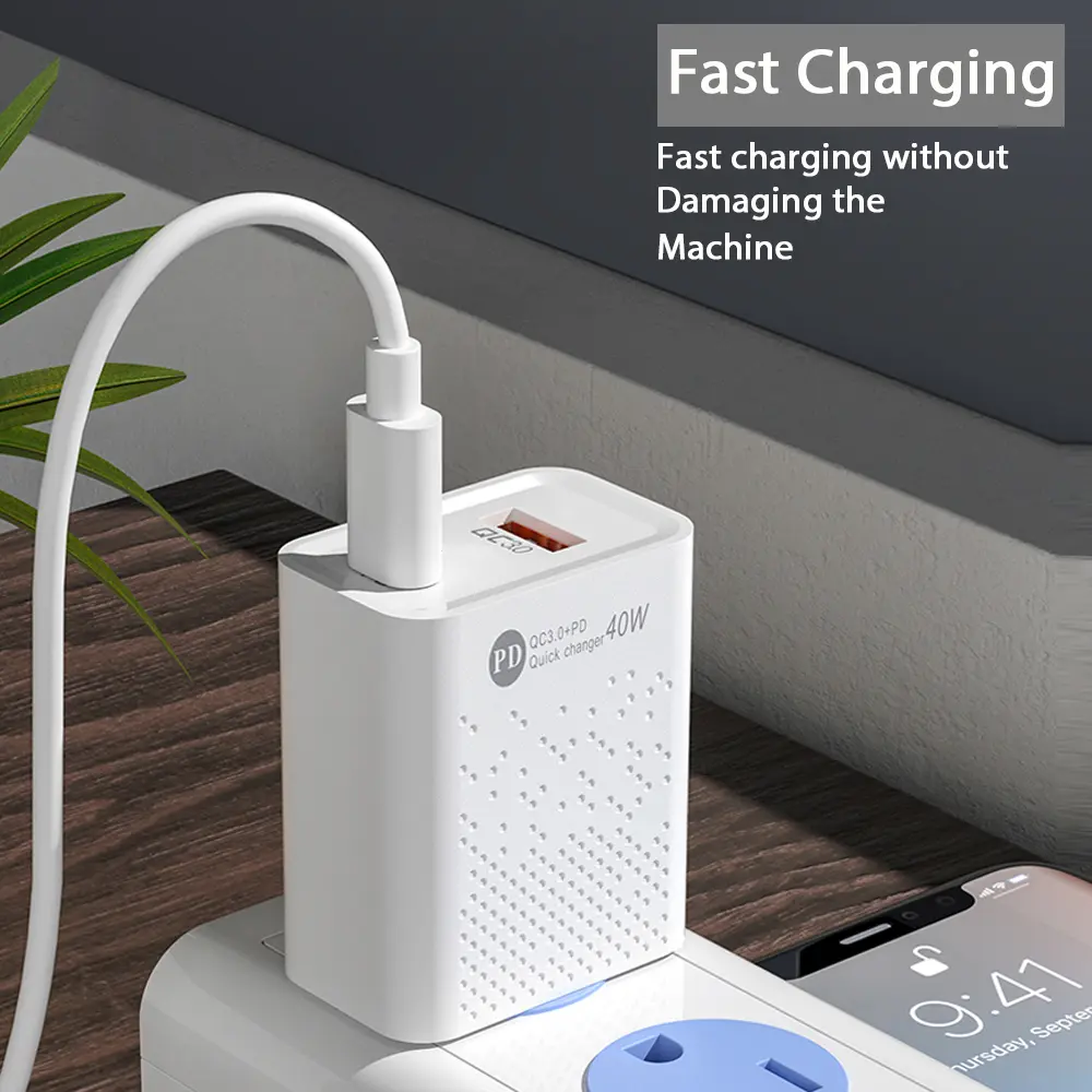 40W USB C Charging Station USB C Charging Block Fast Charging USB C Charger 65W USB C Charger Plug For Wireless Earphone Laptop