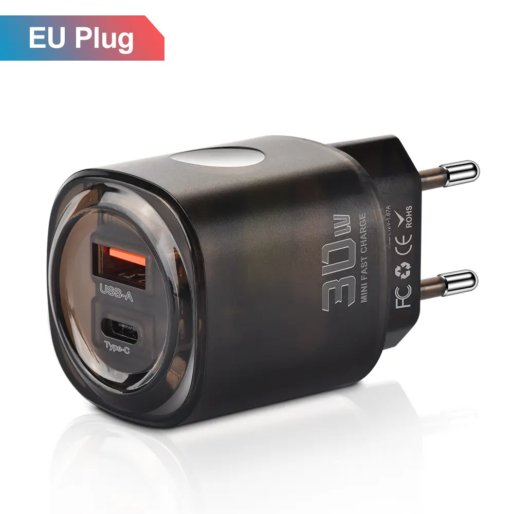 2 in 1 USB PD Charger Transparent Mecha Quick Charge3.0 Fast Wall Charging Mobile Phone Power For iPhone Samsung Plug Xiaomi Hua