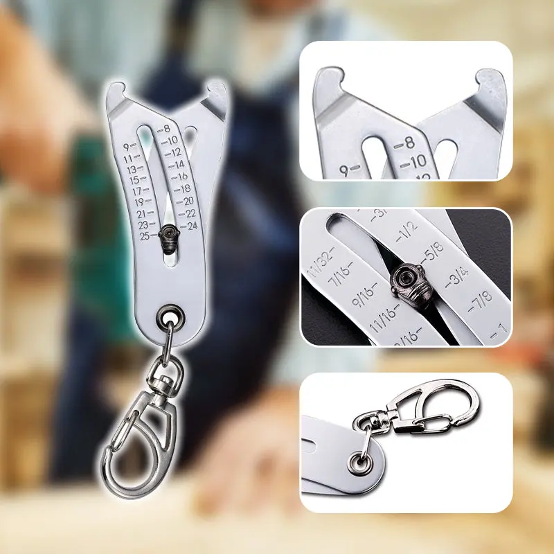 Upgrade Portable Precise Thread Size Checker Keychain Bolt Size Finder Keychain Nut and Bolt Thread Gauge Identifier Verificatio