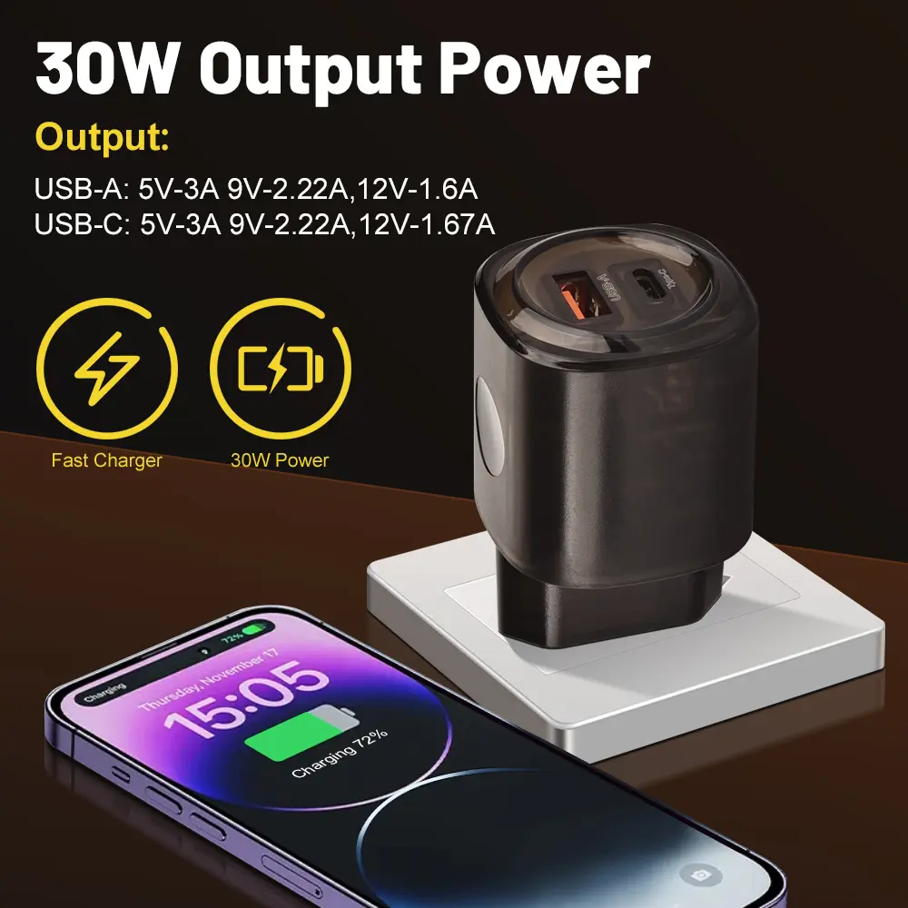 2 in 1 USB PD Charger Transparent Mecha Quick Charge3.0 Fast Wall Charging Mobile Phone Power For iPhone Samsung Plug Xiaomi Hua