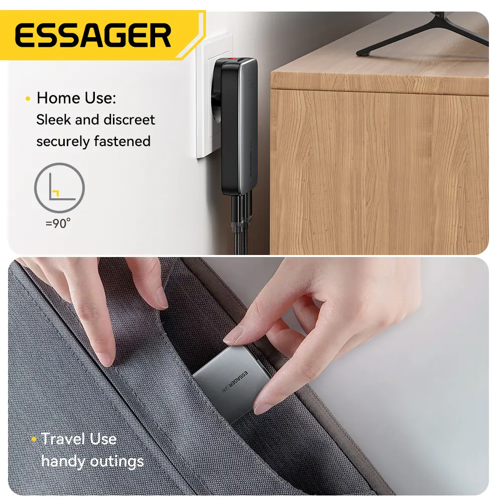 ESSAGER 65W GaN Charger PD Charge Type C USB Charger Support QC PPS Portable Fast Charger For iPhone 16 15 14 13 Laptop Charger