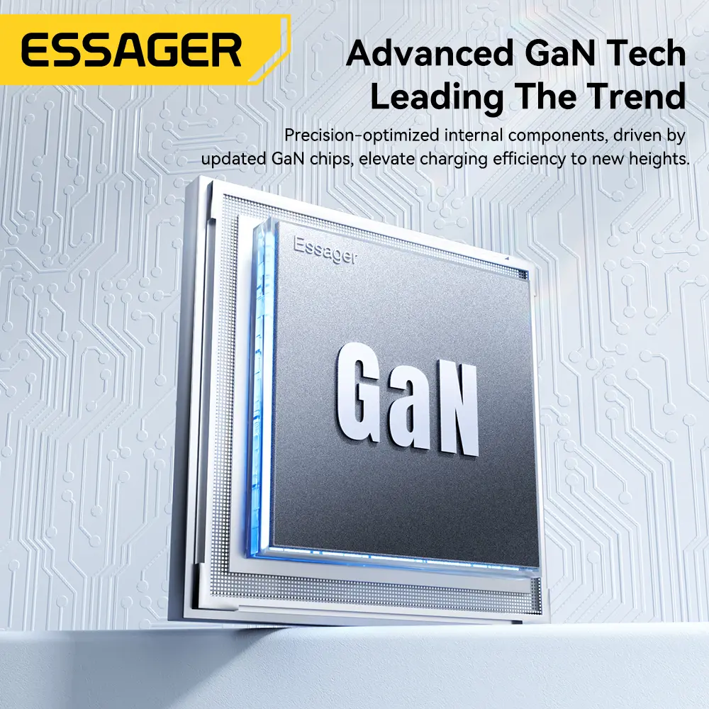 ESSAGER 65W GaN Charger PD Charge Type C USB Charger Support QC PPS Portable Fast Charger For iPhone 16 15 14 13 Laptop Charger