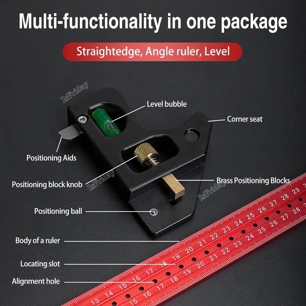 Gauges Heavy Duty High-precision Woodworking aluminum alloy Multifunction Combined Angle Ruler 30/40cm Movable Angle Ruler