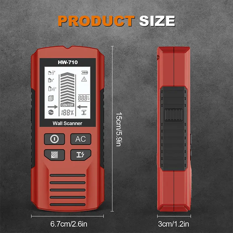 HW-710 Multi-functional Metal Wood Detection Function Wall Detector for AC Metal Wood Detect Ceilings Floors Find