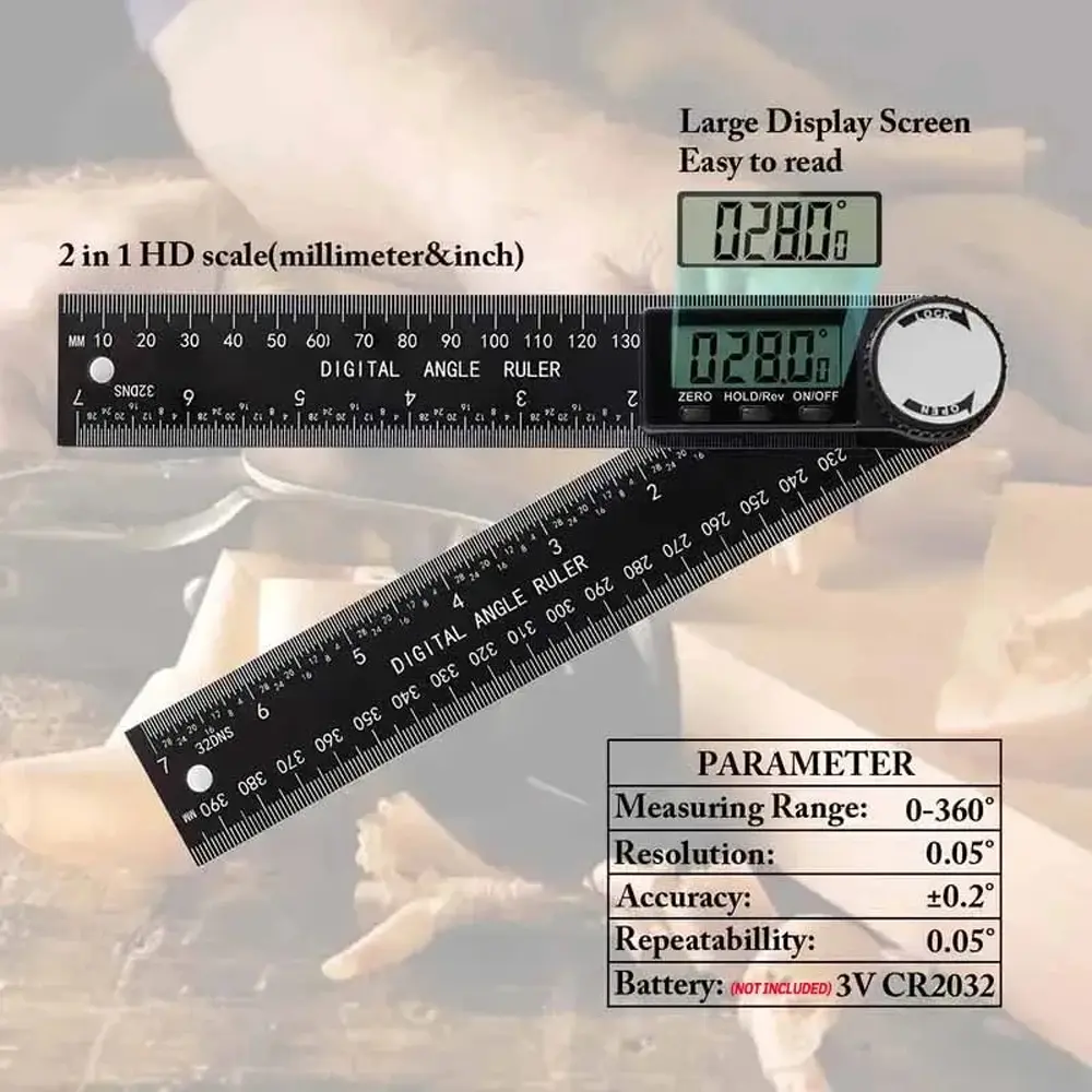 Digital Angle Finder Ruler Precision Angle Measuring Tool for Woodworking Carpentry DIY Projects Premium Steel Construction