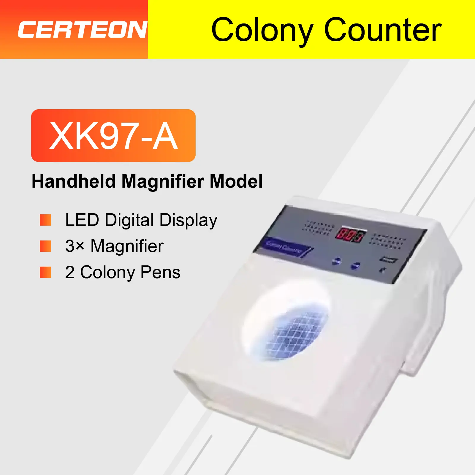 XK97-A Microbiological Digital Colony Counter Manual Bacteria Detection Lab Equipment for Petri Dish 220V LED Display