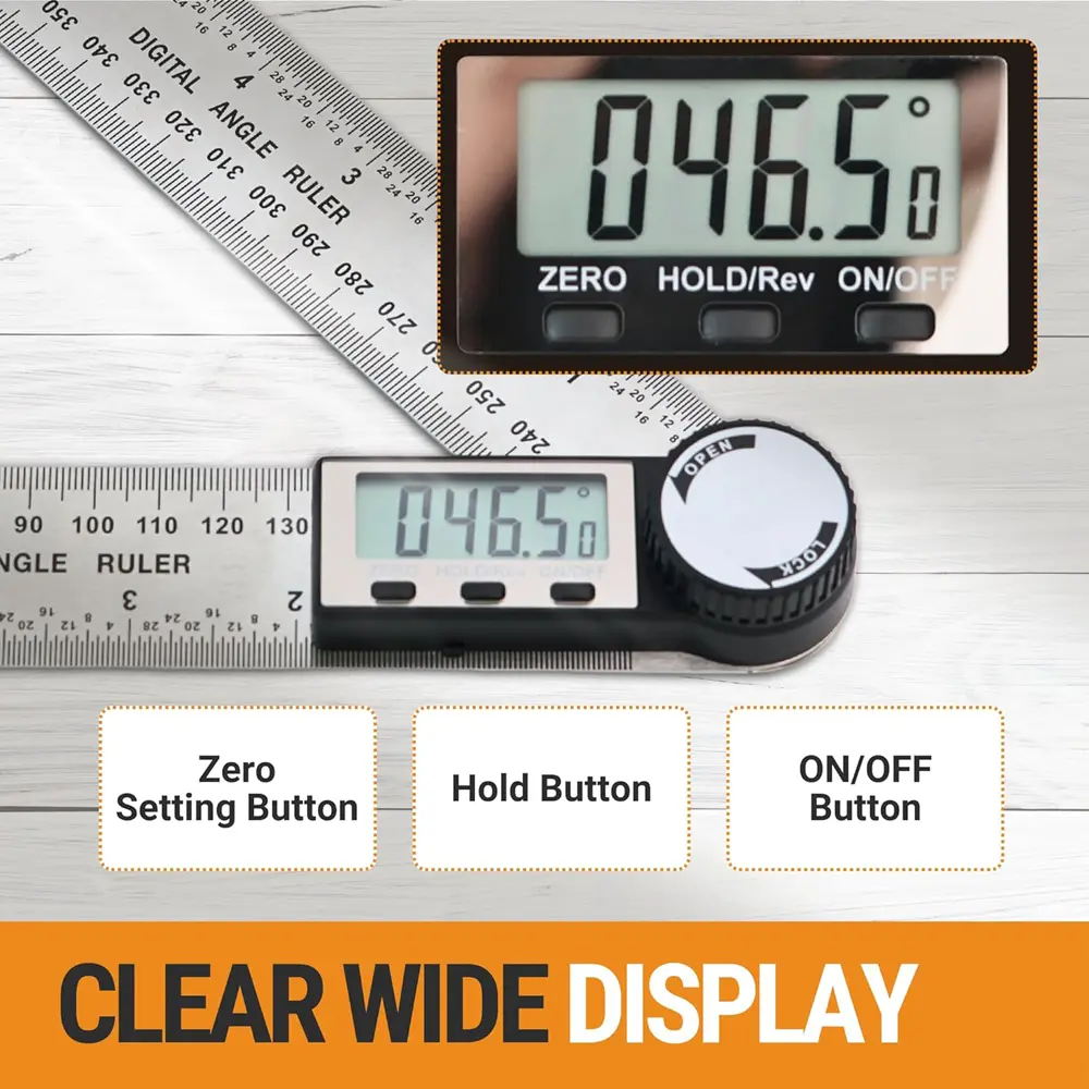 Digital Angle Finder Ruler Precision Angle Measuring Tool for Woodworking Carpentry DIY Projects Premium Steel Construction