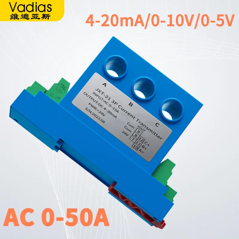 3 Phase AC Current Transmitter 0-1A 0-5A 0-10A 0-30A 0-50A Current Transducer 4-20mA 0-10V 0-5V RS485 Current Sensor Transmitter
