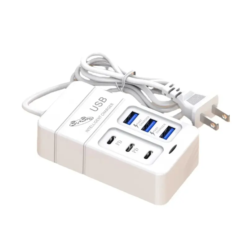 35W 6 Ports Power Strip USB PD Fast Charging Outlet Socket Adapter EU/US/Plug Power Strip Multi Ports Socket For Cell Phone