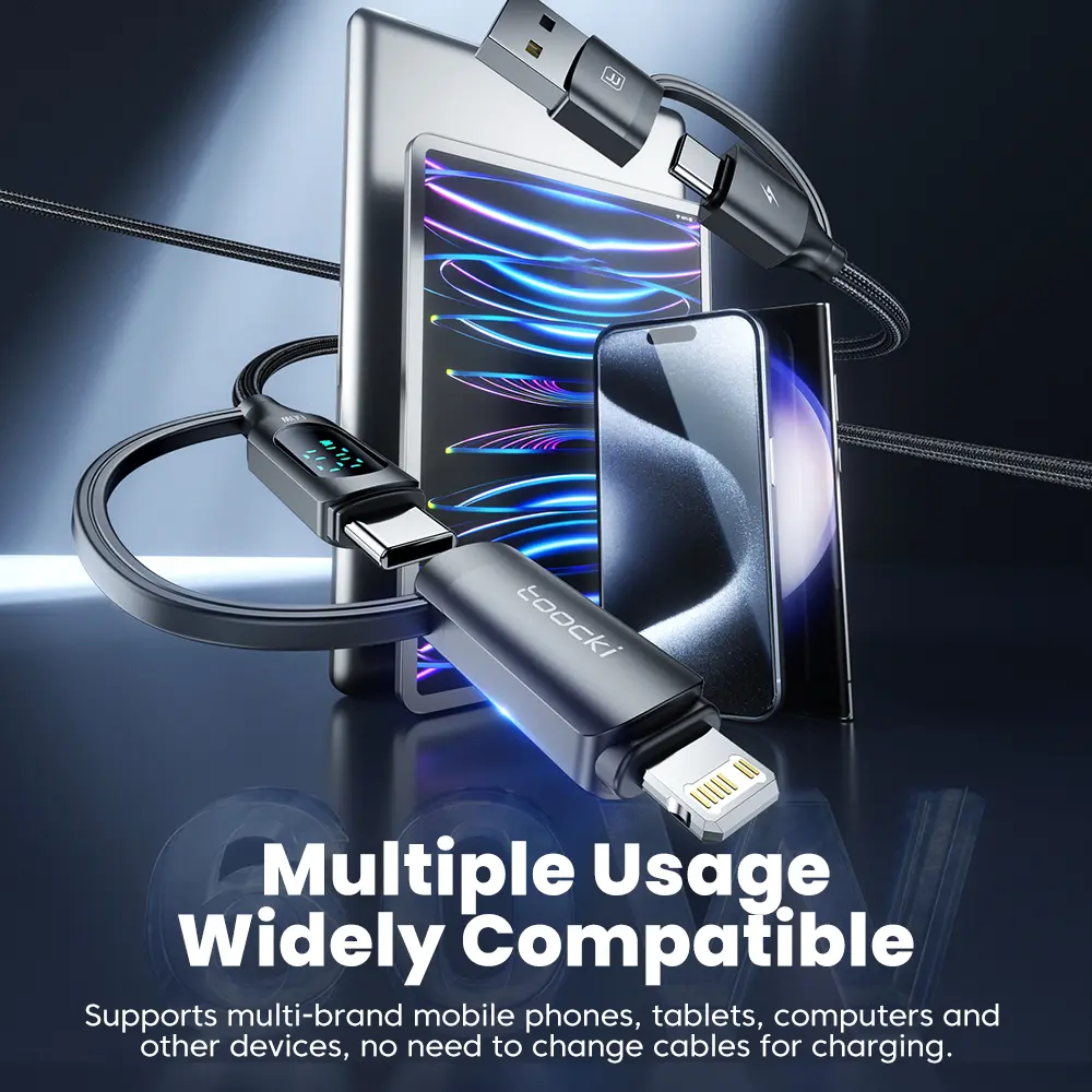 Toocki 4 in 1 USB A Type C To USB C Lightning Display PD Cable For iPhone 15 14 Fast Charging Charger Samsung Huawei Date Cord