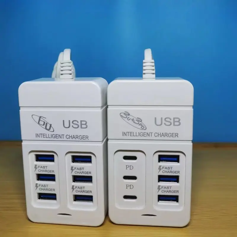 35W 6 Ports Power Strip USB PD Fast Charging Outlet Socket Adapter EU/US/Plug Power Strip Multi Ports Socket For Cell Phone
