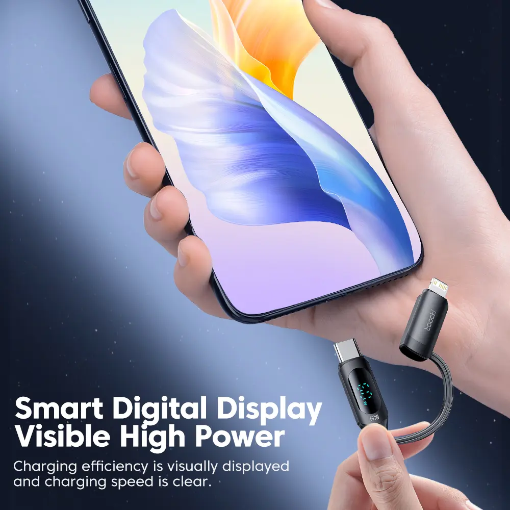 Toocki 4 in 1 USB A Type C To USB C Lightning Display PD Cable For iPhone 15 14 Fast Charging Charger Samsung Huawei Date Cord