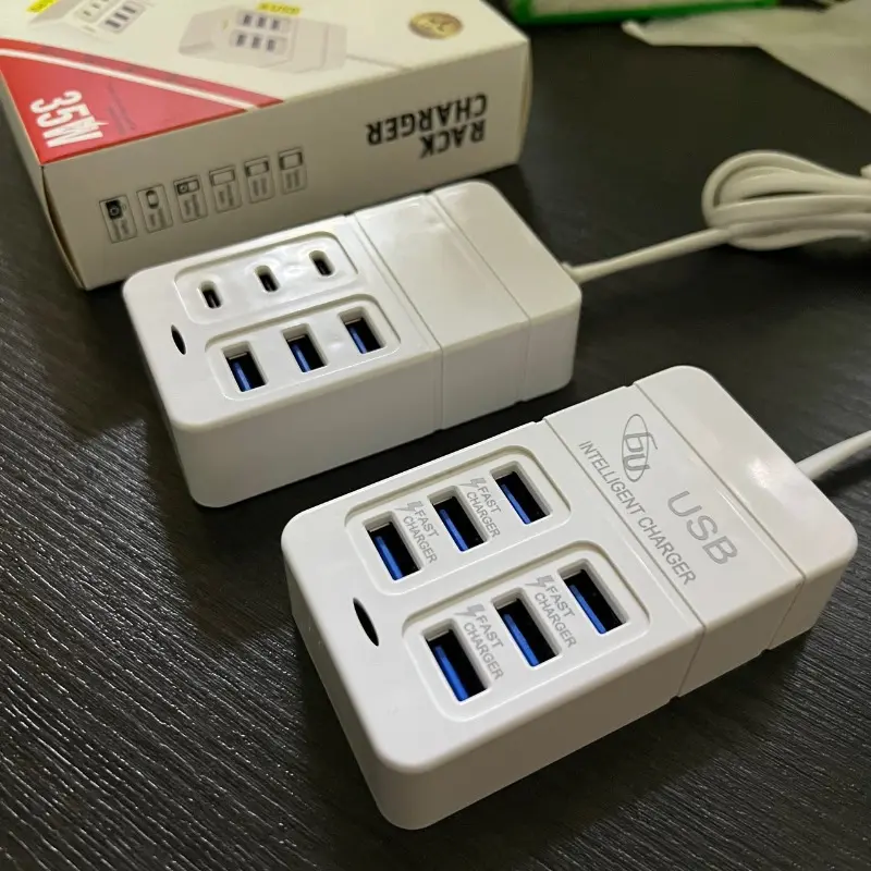 35W 6 Ports Power Strip USB PD Fast Charging Outlet Socket Adapter EU/US/Plug Power Strip Multi Ports Socket For Cell Phone